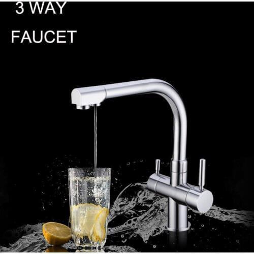 Water filter tap Chrome Black & White Colors Ro Filtered Water Hot/Cold 3 Way kitchen faucet mixer