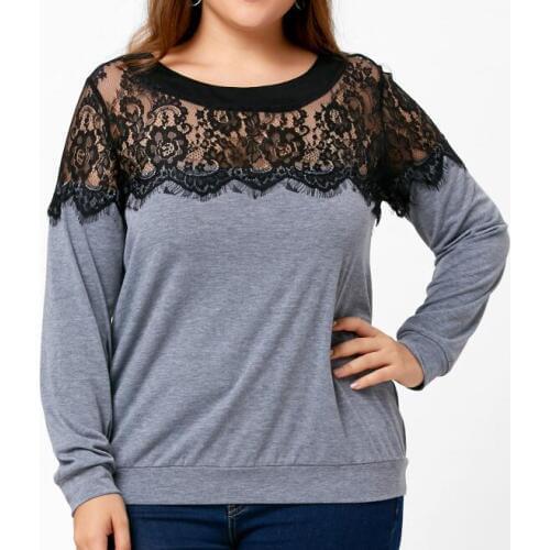 Women T-Shirts Tops Summer Fashion O-Neck Loose Sleeve Lace Patchwork Ladies Tshirt Female Tees Oversize