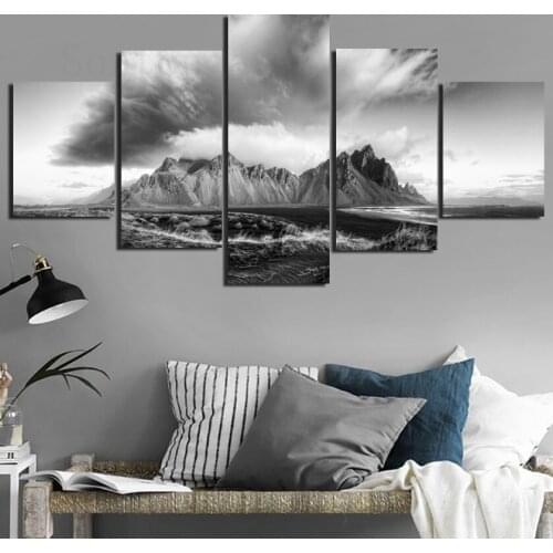 Canvas Painting Island Ocean Waves Gray Tone Wall Stickers Art Light Luxury Decorative Painting Simple Style Modern Living Room