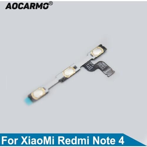 Aocarmo Power On/Off Volume Up/Down Button Flex Cable Replacement Parts For XiaoMi Redmi Note 4