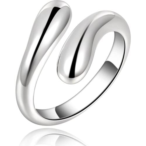 Silver color rings fashion jewelry Free shipping teardrop-shaped wemen lady wedding open ring drop wedding R012