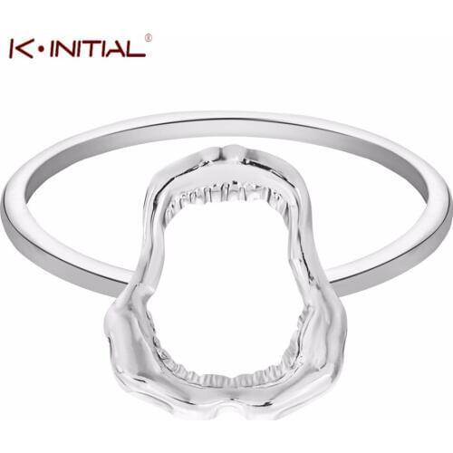 Kinitial Chic Shark Tooth Skull Rings Hell Demon Mouth Goth Emo Fancy Dress Finger Ring for Women Teen Girls Best Jewelry