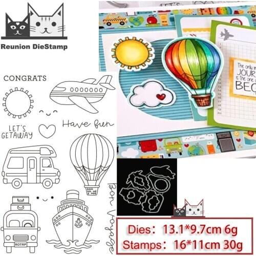 Reunion Balloon Airplane Metal Cutting Dies and Stamps Stencil for DIY Scrapbooking Photo Album Embossing Decorative 2021 New