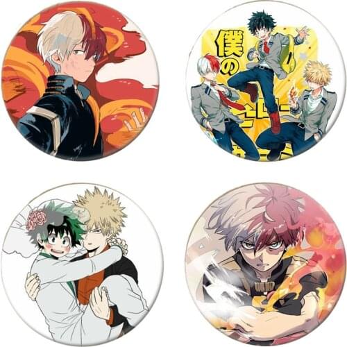 My Hero Academia Anime Cosplay Badge Cartoon Round Izuku Badge Collectible Brooch Pins Button Badges Costume Bag Accessories