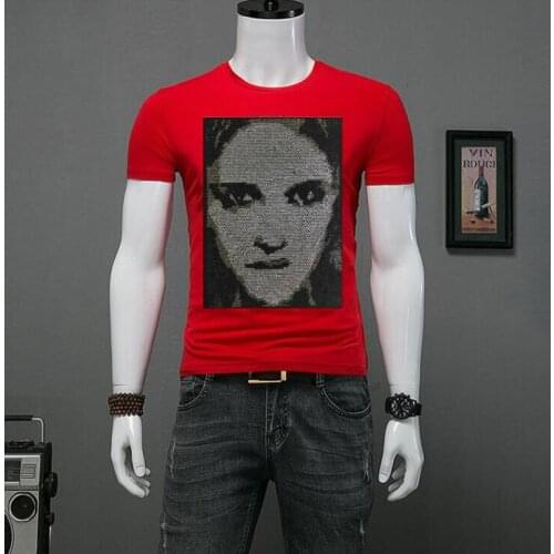 Tshirt men Rhinestone short Sleeve tees Luxury design for big boy M-5XL