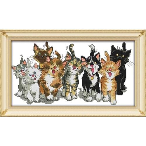 Eight Cats cross stitch kit animal 18ct 14ct 11ct count print canvas stitches embroidery DIY handmade needlework