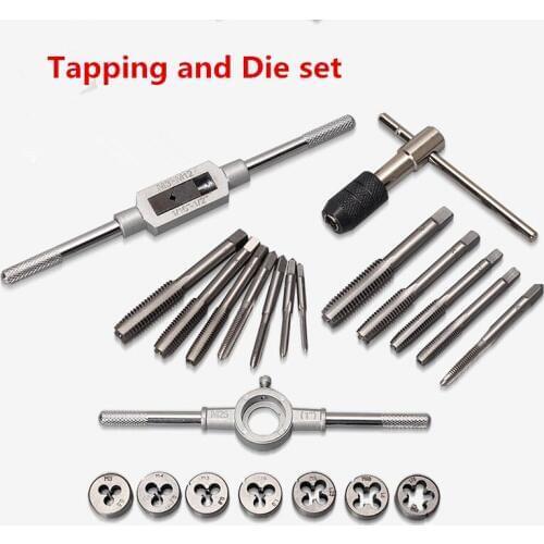 Tap circular die set hardware tools hand tap wrench spanner metric tapping set free shipping