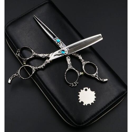 6 Inch Pet Scissors Dog Grooming Straight Cutting+Thinning Shears Kit for Animals Hair Scissors Japan440C Sapphire Models