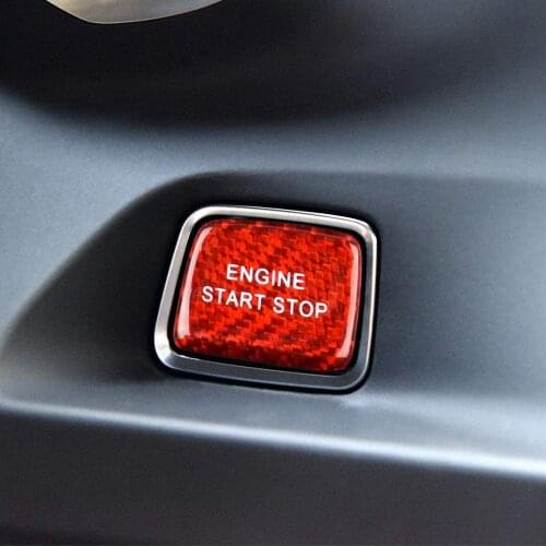 AIRSPEED Car Engine Start Stop Button Cover Sticker Interior Trim for Chevrolet Camaro 2016-up,Carbon Fiber (Red)