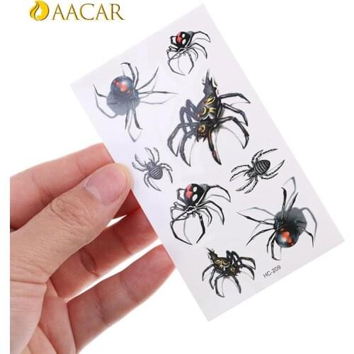 Sticker Halloween Realistic Blood Injury Scar Spider OWL Fake Tattoo Sticker 1Pcs Cool Man Spider Waterproof Temporary Tattoo