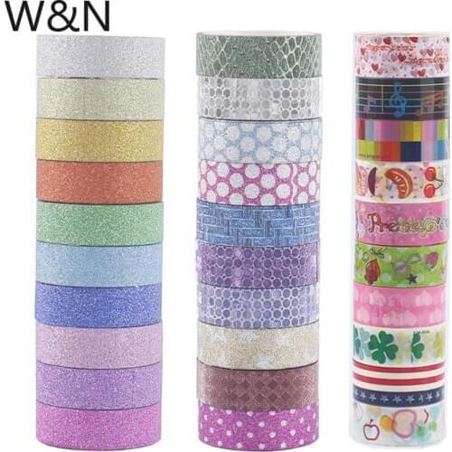 10pcs/Set Kawaii Rainbow Washi Tape Set DIY Scrapbooking Sticker Glitter Adhesive Paper Drafting Tape Stationery School Supply