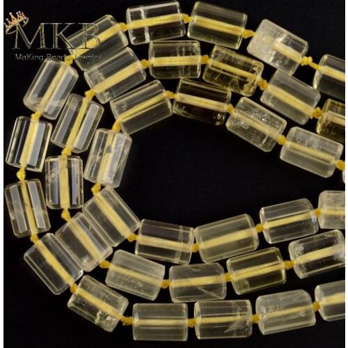 Natural Citrines Yellow Quartz Faceted Stone Column Beads Spacer Loose Beads For Jewelry Making DIY Handmade Jewellery 15inches