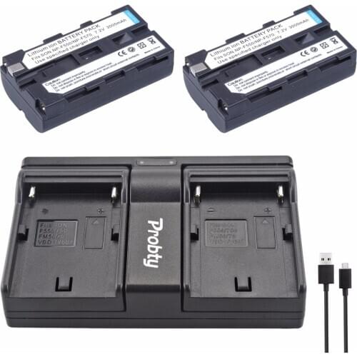 Probty 2Pcs NP-F550 NP-F570 NP F550 F570 + USB Dual Charger For Sony CCD-SC5 CCD-SC100 CCD-TR910 DCR-TRV315 DCR-VX2000 MVC-FD95