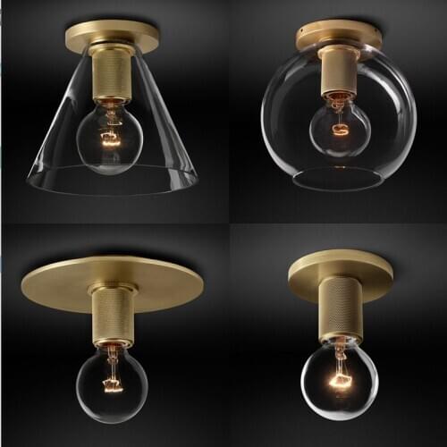 Northern Europe copper ceiling lamp restaurant living room corridor corridor balcony porch glass postmodern ceiling lamp
