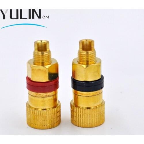 Heavy current 1pair Brass Gold Plated 4mm Banana Plug Terminal Connector M8 Binding Post for Speaker Amplifier Red&Black