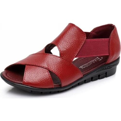 Summer Genuine Leather Shoes 2021 New Fashion Women Shoes for Mom Woman Soft Flats Comfortable Handmade Pregnant Platform Shoes