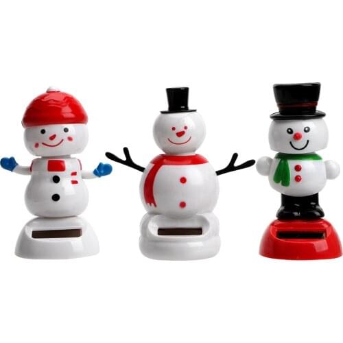 Car Ornament Solar Powered Dancing Toy Christmas Snowman Dashboard Decoration Cute Swinging Bobble Doll Interior Accessories