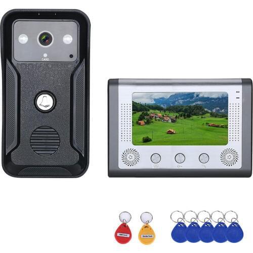 Visual Intercom Doorbell 7'' TFT Color LCD Wired Video Door Phone System Indoor Monitor 700TVL Outdoor IR Camera Support Unlockr