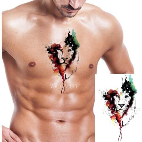Waterproof Temporary Tattoo Sticker Lion Big Animal Color Water-ink Element Fake Tatto Flash Tatoo Arm Leg Art for Women Men