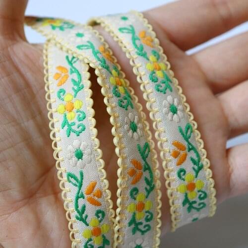 5yards embroidered flower trims for Clothes thin lace trimmings and ribbons for dress DIY craft accessories