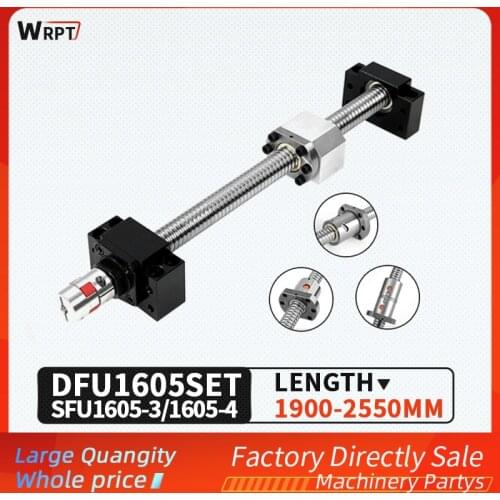 High quality set SFU1605-3 SFU1605-4 waist DFU1605 double nut ball screw C7,1900mm-2550mm + BKBF12 + DSG16H + XB25 * 30 coupling