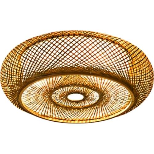 Japanese Lantern Shaped Bamboo Art Ceiling Lights Living Room Decoration Bedroom LED Lamp Kitchen Decor Braided Craft Lamp Shade