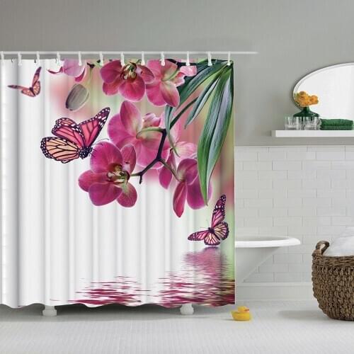 Dafield Butterfly Shower Curtain Colorful Monarch Shades and Shadows Background Polyester Fabric With Hooks
