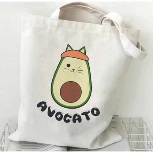 Women Canvas Shopping Bags Avocado Printing Eco Friendly Should er Bag High Capacity Cute Handbag Tote Bags Printed