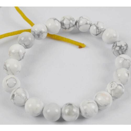 10MM White Howlite Round Beads Bracelet Bangle Stretch Jewelry For Woman Gift 8 Inch G246