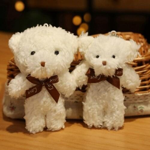 1PC 12/16CM Teddy Bear Stuffed Plush Toys Kawaii Mini Fluffy Bear Keychain Pendant Dolls Gifts Birthday Wedding Party Decor