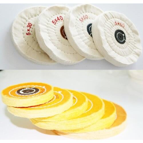 10 Pieces High Quality White Cotton Brushes Yellow Dental Cloth Wheel Hole Diamter 2.35MM For Dental Lab And Metal