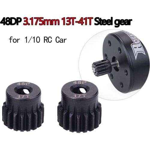 2Pcs Steel Gear 48DP 3.175mm 13T 14T 15T 16T 17T 18T 19T 20T 21T-25T 26T-30T 31-41T Pinion Motor Gear for 1/10 RC Car Truck