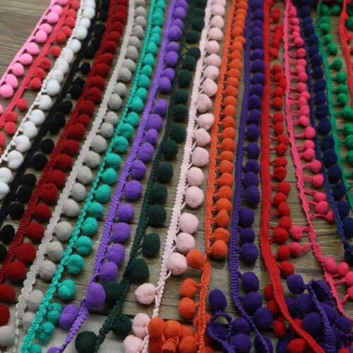 2 Yards 18 Colors pompom trim 20mm(pom size 10mm)ball Ribbon Trim Bobble Braid Christmas decoration fringe sewing cotton lace