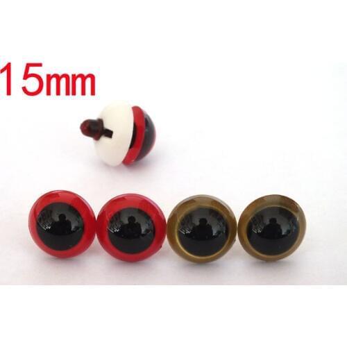 20pairs/lot 15mm round mixed color safety eyes--red and gold color
