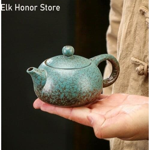 250ml Retro Balck Coarse Ceramic Xishi Pot Household Tieguanyin Small Master Pot Strainers Teapot Kung Fu Tea Mug Teaware Office