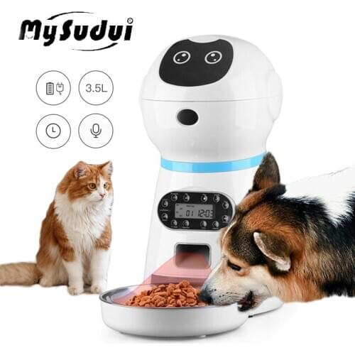 3.5L Smart Automatic Pet Feeder Cat Dog Bowl Voice Recording 4 Meal Stainless Steel Electric Intelligent Timer Food Dispenser