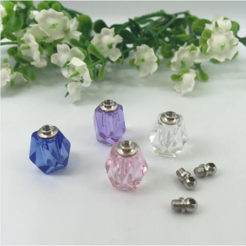 8pieces 10*14mm screw cap rhombus vial pendant Miniature Perfume oil bottle jars Crystal pendant charms name or rice art
