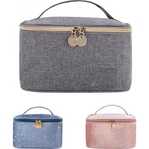 80% Hot Sales! Retro Velvet Make up Box Star Embroidery Cosmetic Storage Case Travel Organizer