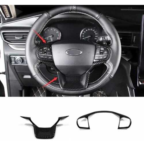 Car accessories For Ford Explorer 2020 Carbon fiber look Steering Wheel Trim 2pcs For Ford Explorer 2020