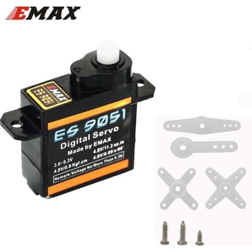 1pcs EMAX ES9051 4.3g Digital Mini Servo Motor Plastic Gear 0.8kg Torque for 3D F3P Airplanes 30% off