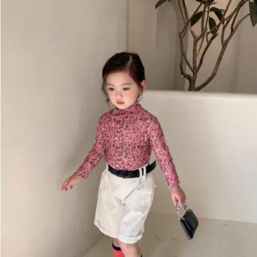 Cultiseed Baby Girls Vintage Cute Sweet Color Print Lace Mesh Basic T-Shirts Tops Clothing Children Kids Long Sleeve Casual Tees
