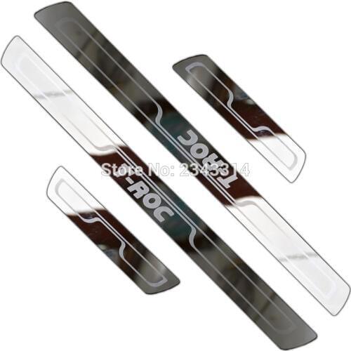 For Volkswagen/VW T-ROC TROC A11 2018 2019 2020 Stainless Carbon Door Sill Kick Scuff Plate Protector Trim Guard Car Accessories