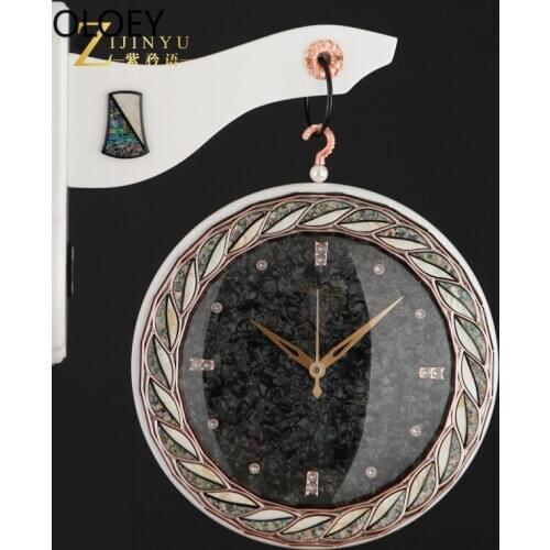 Double-sided Large Wall Clock Luxury Wood Living Room Silent Wall Clock Retro Mechanism American Wall Hanging Reloj De Pared New