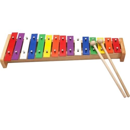 Hot 15-Tone Colorful Rainbow Glockenspiel Xylophone with Mallet Drumsticks Music Instrument Children Kids Musical Funny Toys