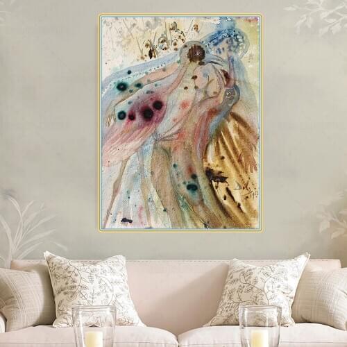 Holover Canvas Oil Painting Salvador Dali"Deux paons"Surrealism Aesthetic Poster Wall Art Home Room Interior Decoration