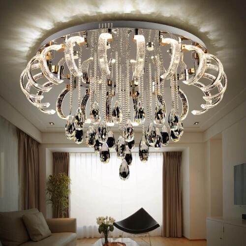 Living room headlights crystal lamp modern minimalist atmosphere ceiling lamp LED round creative home room master bedroom lamp