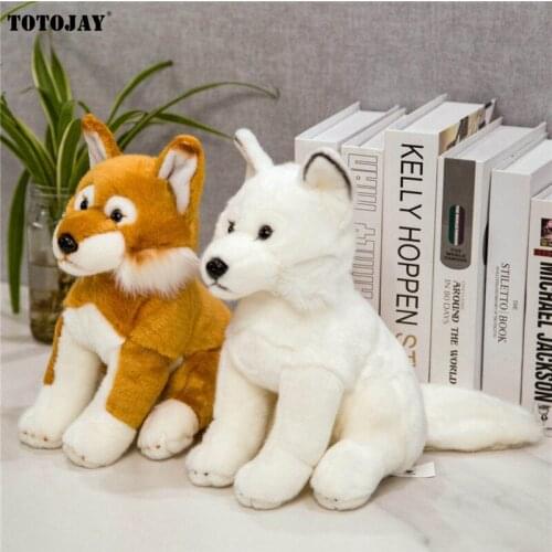 New 28cm Simulation Fox Dog Plush toy Creative Realistic Animal Sitting Dolls Stuffed Soft Toys for Children Girl Birthday Gift