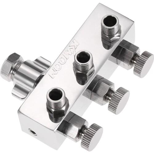 KKMOOM High-quality 3-Way Airbrush Air Hose Splitter aerografo Accessories With 1/4" BSP Female Inlet +1/8" BSP Male Air Outlet