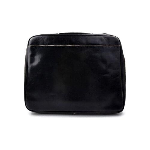 Leather folder document file folder A4 leather zipped folder bag black
