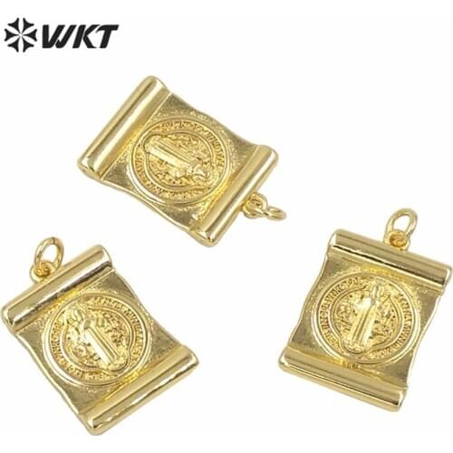 WT-MP147 Rectangle brass metal pendant with full gold electroplated mother of god pendant charming new design pendant